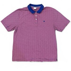 BROOKS BROTHERS Striped Polo Shirt VTG Sz XXL Pink/blue 1818 Embroidered Logo